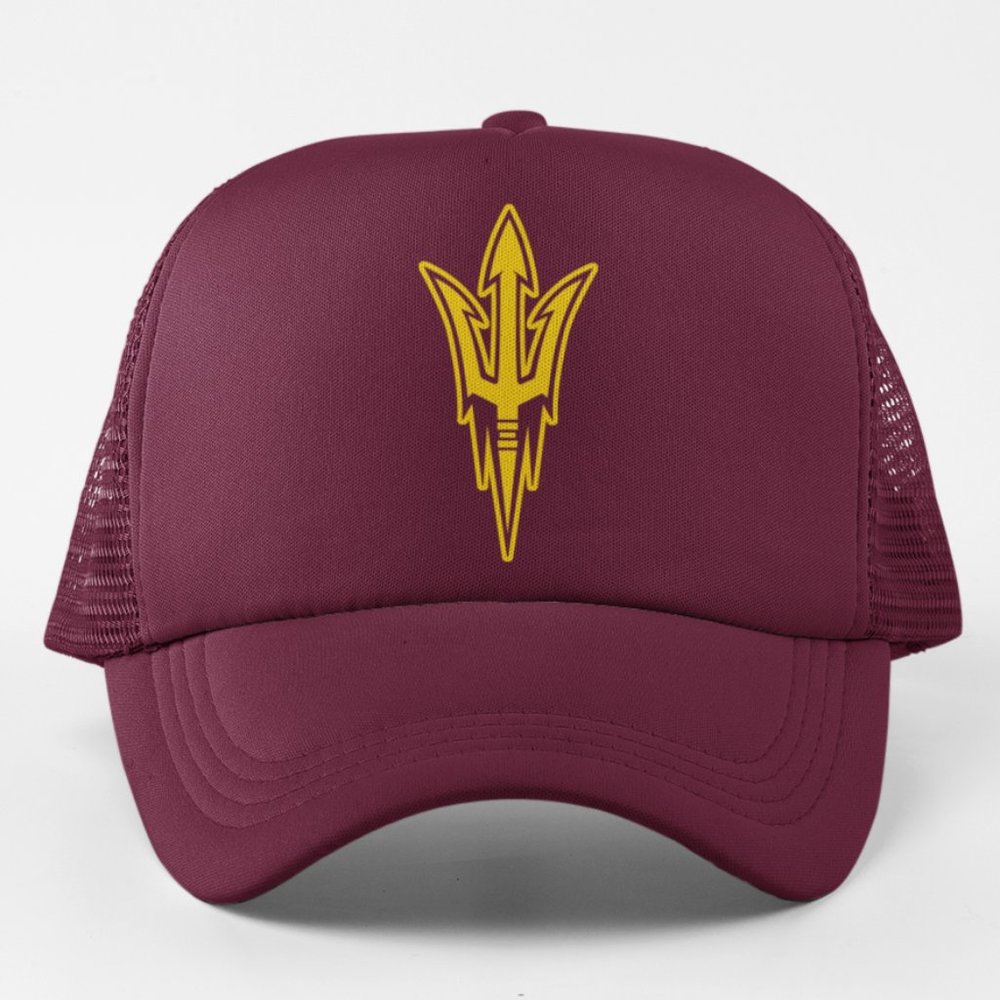 NEW Arizona State Sun Devils Fork Logo Foam Trucker Mesh Snapback Hat MAROON